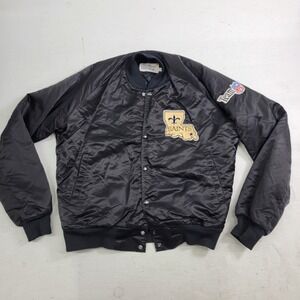Vintage Chalk Line New Orleans Saints Stitch Spellout NFL Satin Jacket Mens Sz M